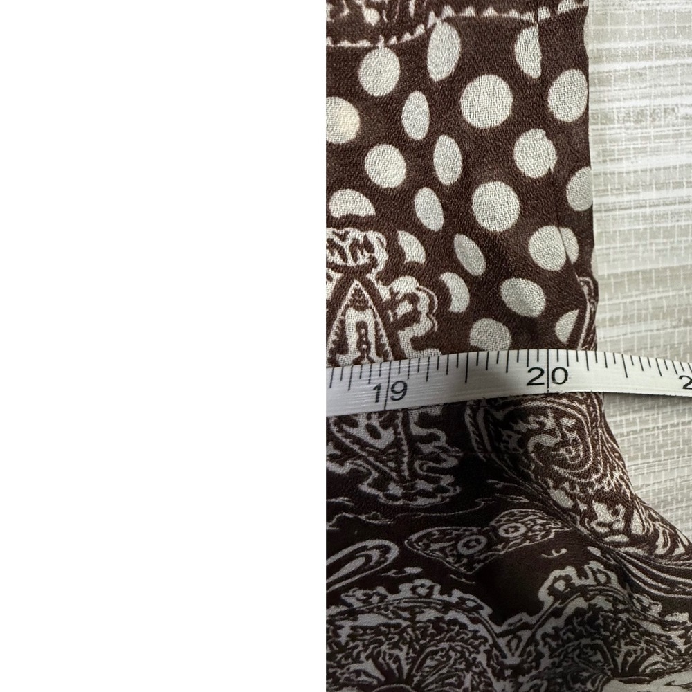 Allison Taylor Womens Large Brown Paisley Polka Dot Mixed Print Blouse NWT - Picture 7 of 8